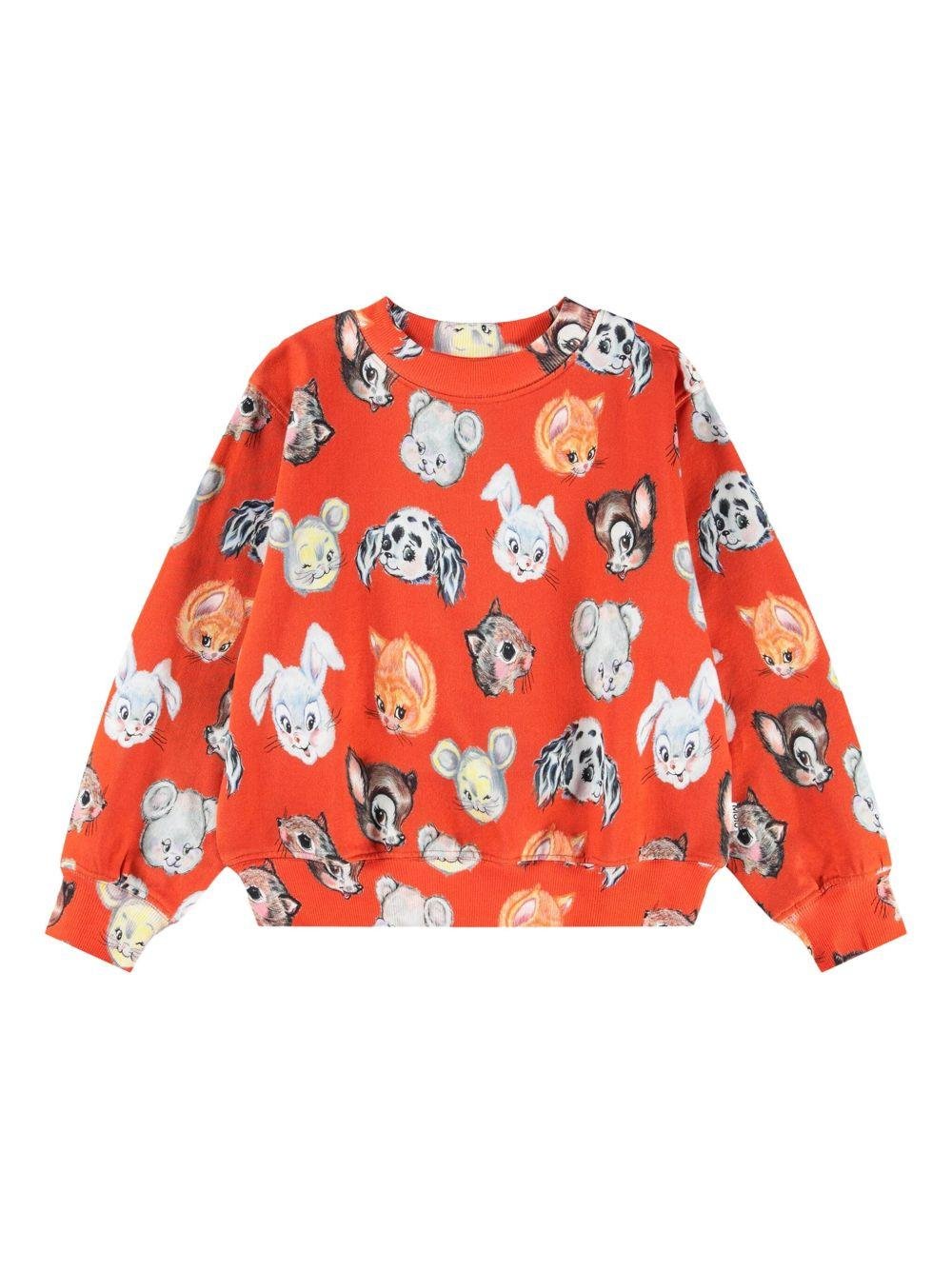 Felpa per bambini Molo Marge rosso con stampa grafica all - over - Rubino Kids