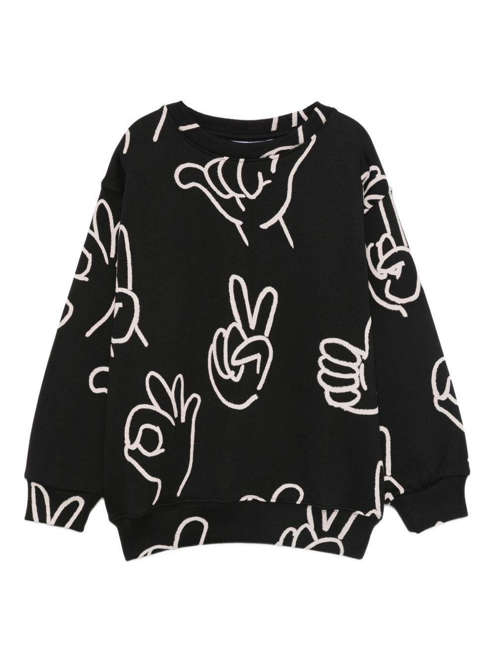 Felpa per bambini Molo nera con stampa all - over - Rubino Kids