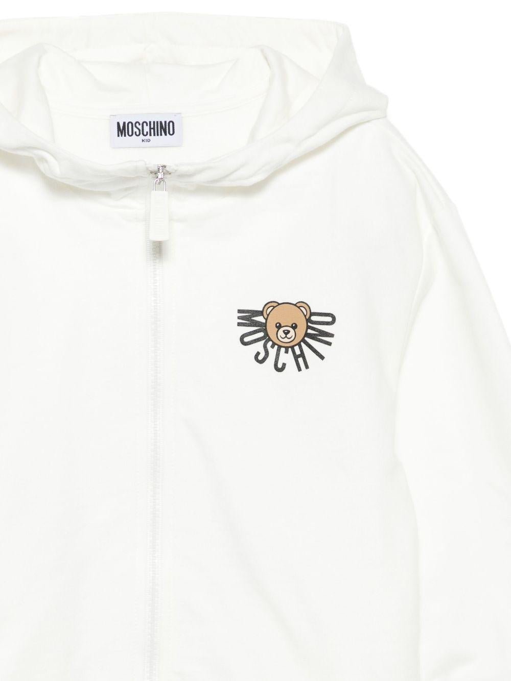 Felpa per bambini Moschino Kids bianco con chiusura con zip - Rubino Kids