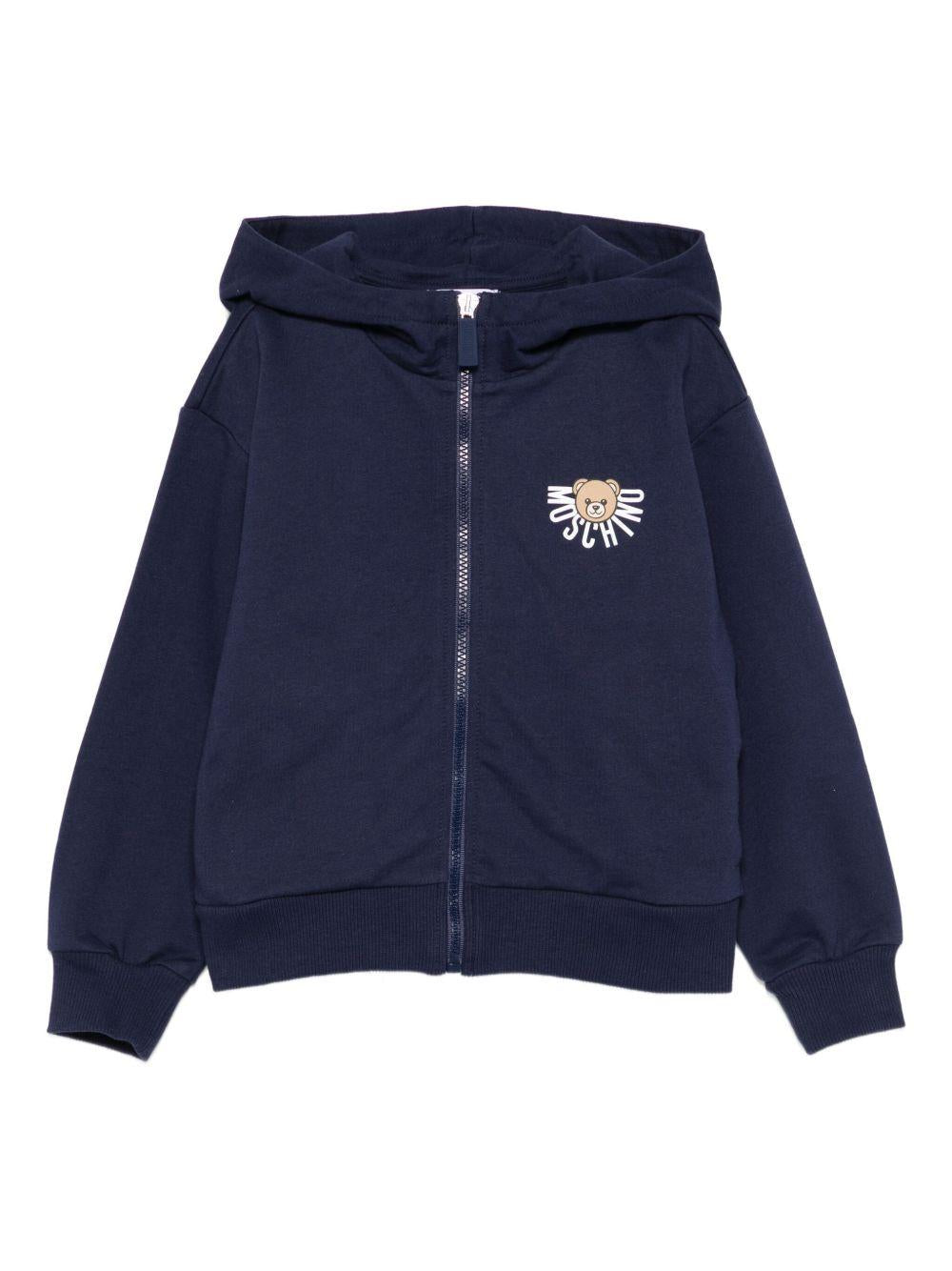 Felpa per bambini Moschino Kids blu con chiusura con zip - Rubino Kids