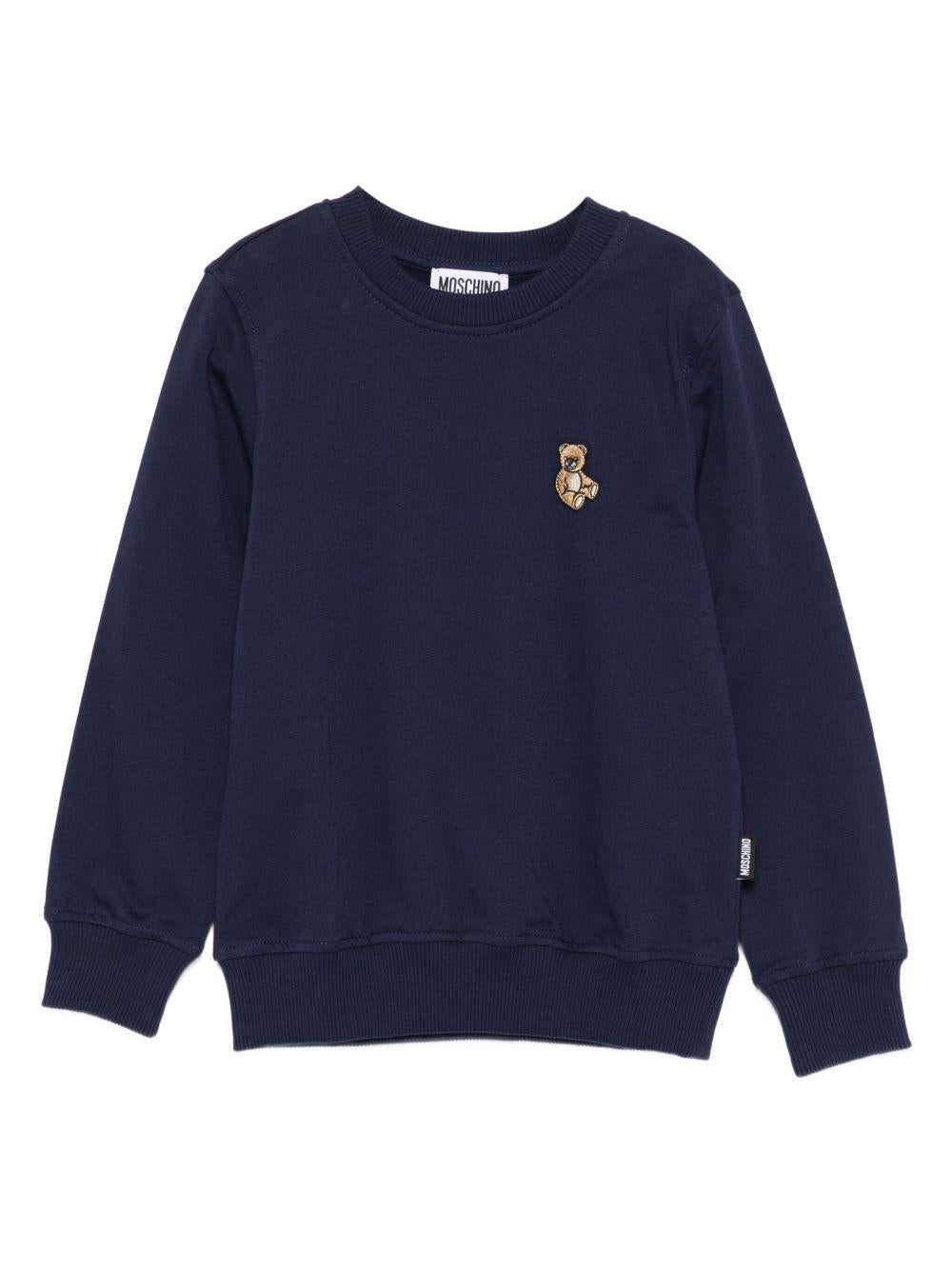 Felpa per bambini Moschino Kids blu con logo Teddy Bear - Rubino Kids