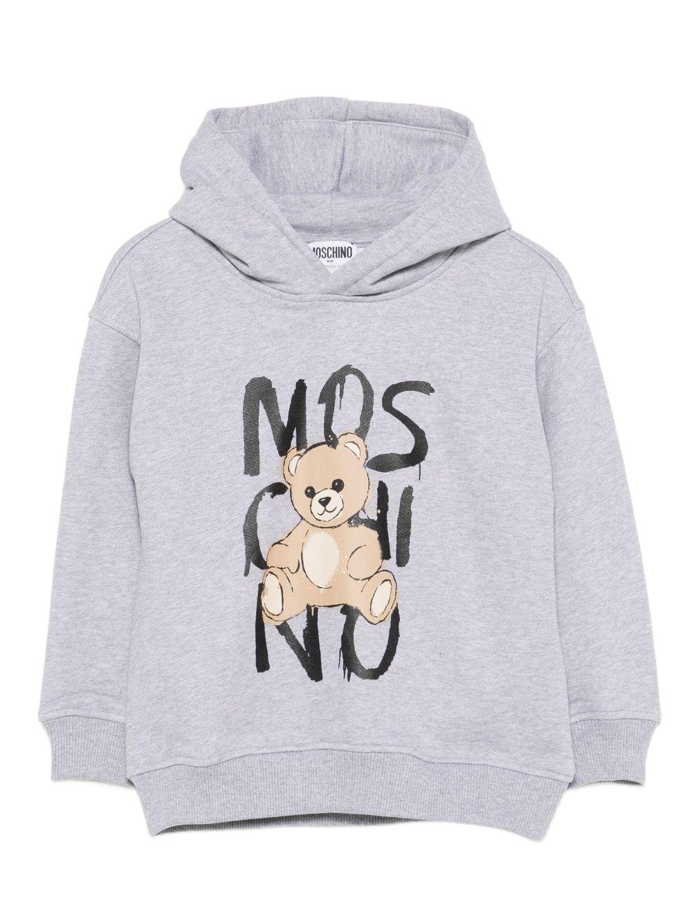 Felpa per bambini Moschino Kids grigia con stampa Teddy Bear - Rubino Kids