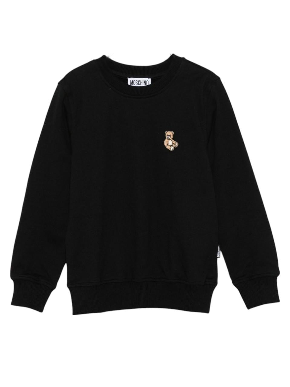 Felpa per bambini Moschino Kids nero con logo Teddy Bear - Rubino Kids