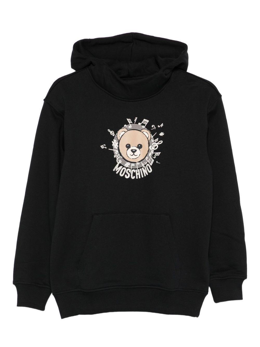 Felpa per bambini Moschino Kids nero con stampa note musicali - Rubino Kids