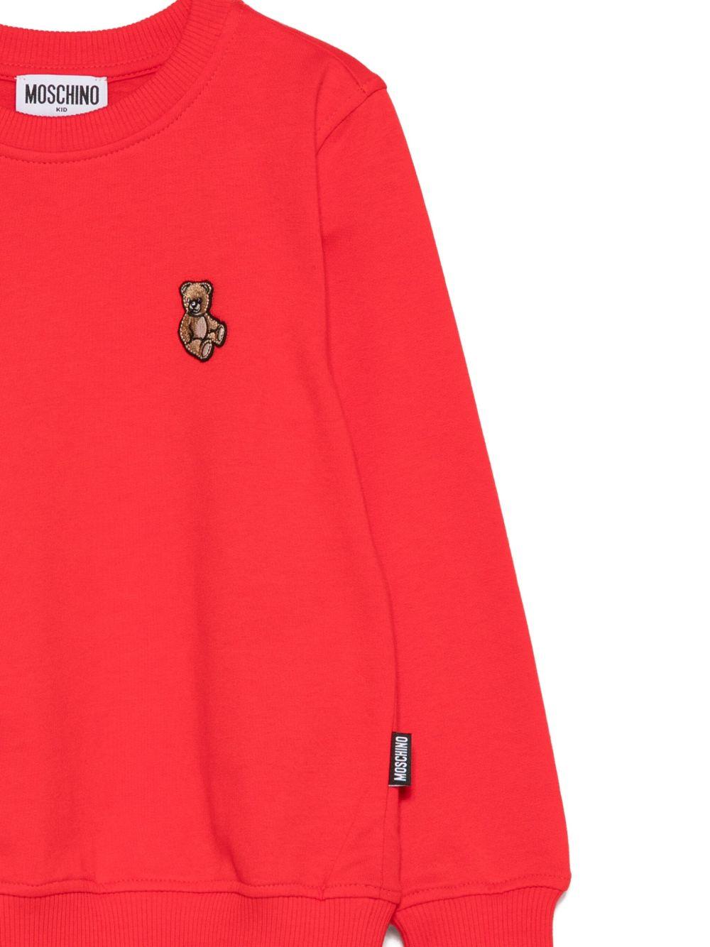 Felpa per bambini Moschino Kids rossa con logo Teddy Bear - Rubino Kids