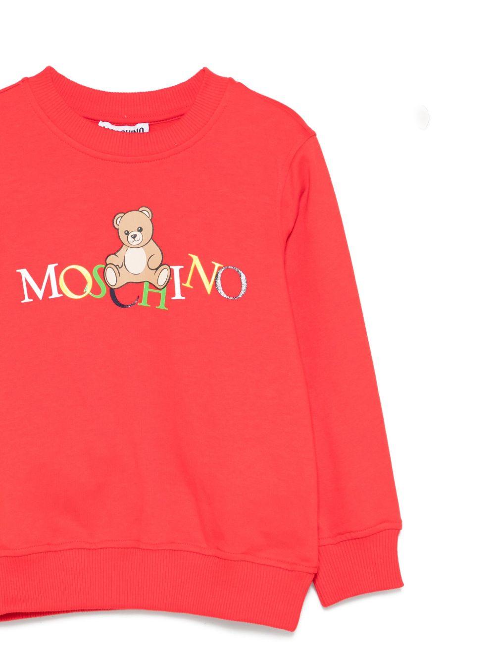 Felpa per bambini Moschino Kids rosso con logo Teddy - Rubino Kids