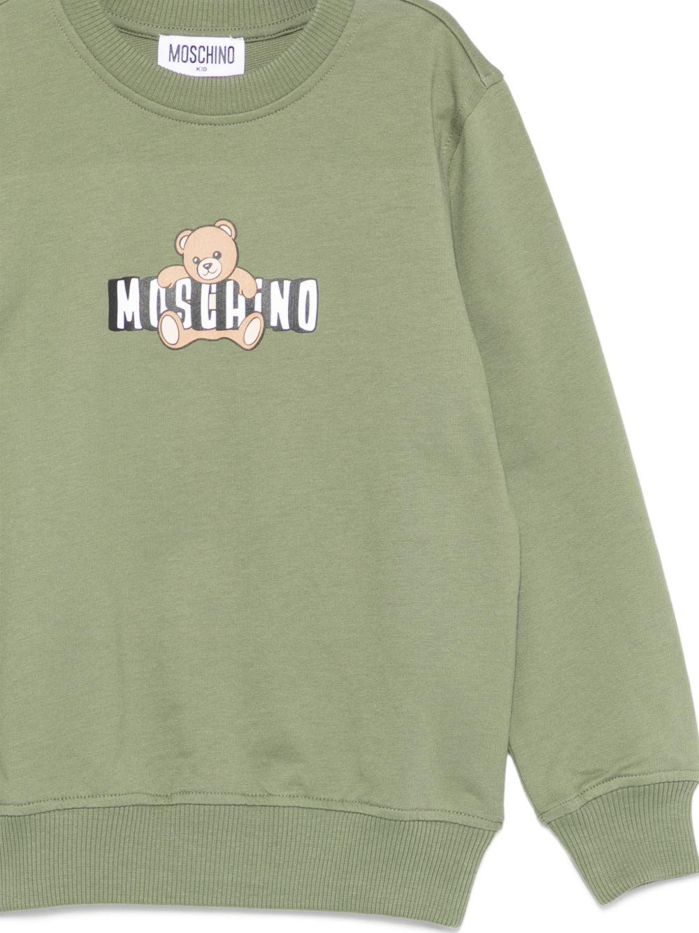 Felpa per bambini Moschino Kids verde con motivo Teddy Bear - Rubino Kids