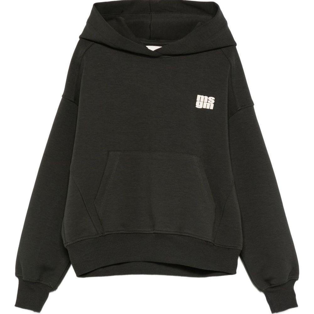 Felpa per bambini MSGM Kids nera con stampa del logo - Rubino Kids