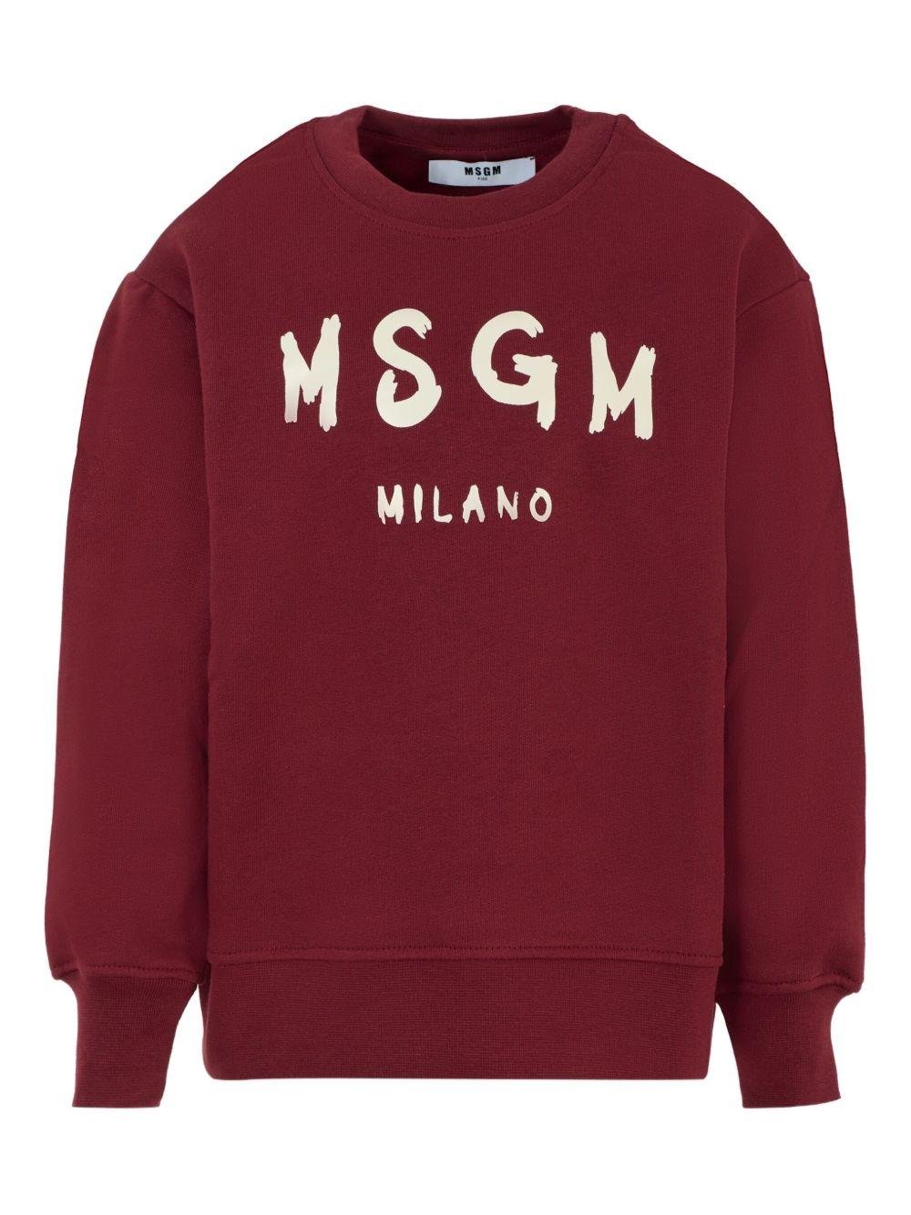 Felpa per bambini MSGM Kids rosso con logo sul davanti - Rubino Kids