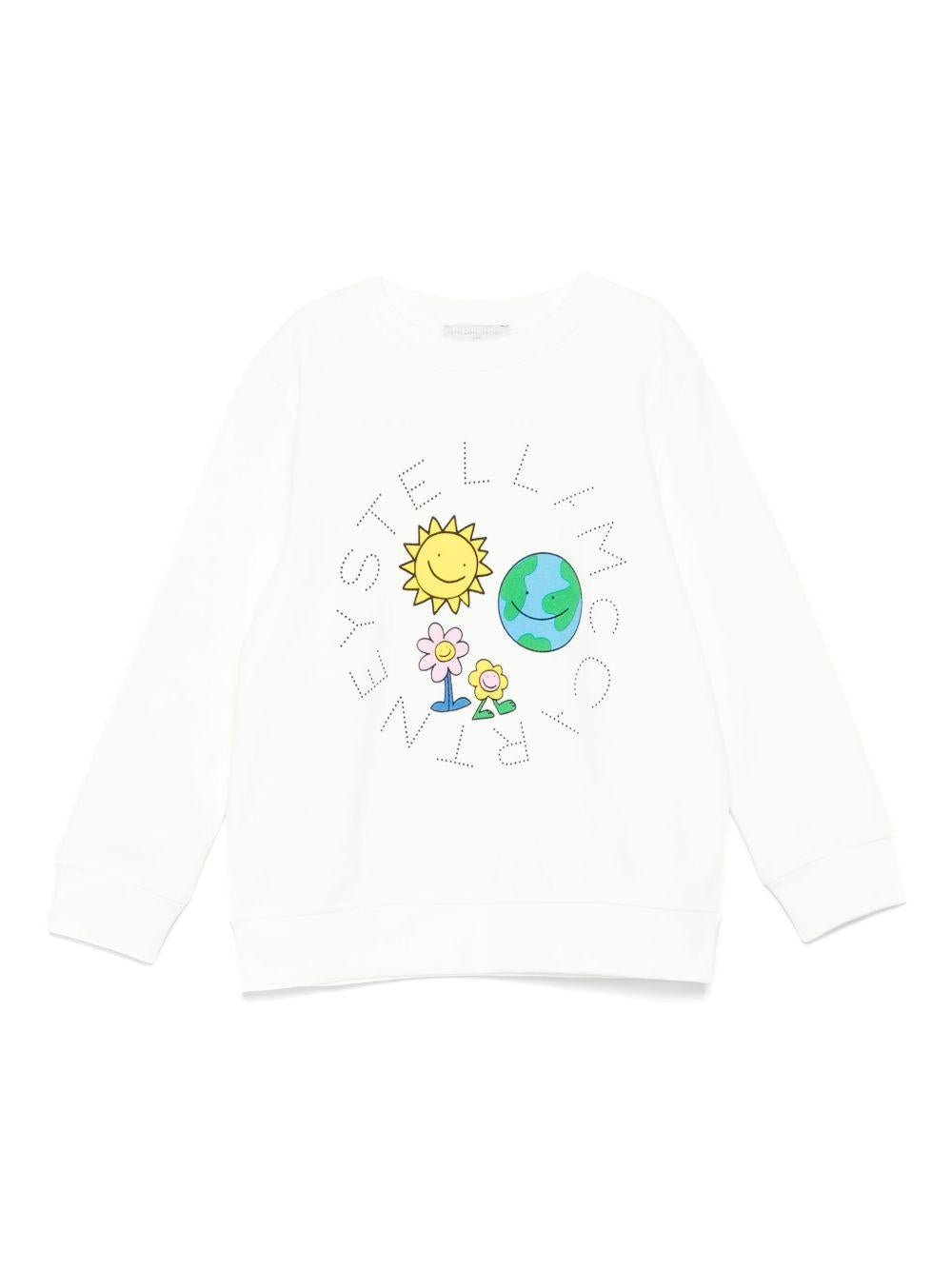 Felpa per bambini Stella McCartney Kids bianco con stampa grafica Earth - Rubino Kids