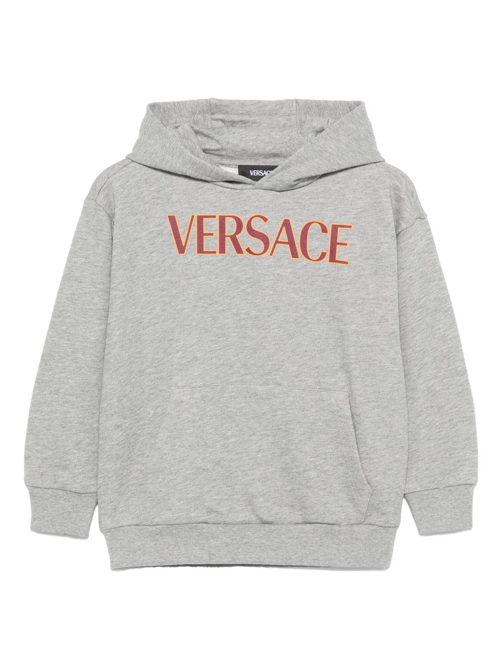 Felpa per bambini Versace Kids grigio con stampa logo - Rubino Kids