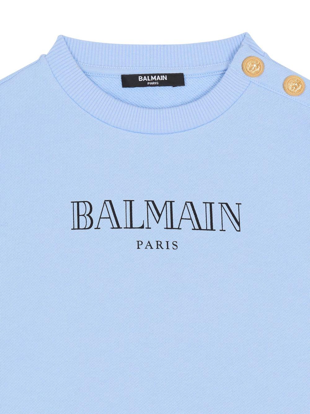 Felpa per bambino Balmain Kids azzurra con logo sul davanti - Rubino Kids