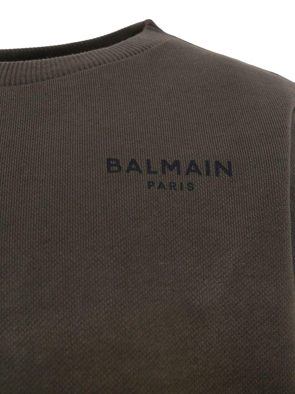 Felpa per bambino Balmain Kids grigio scuro con stampa logo sul petto - Rubino Kids