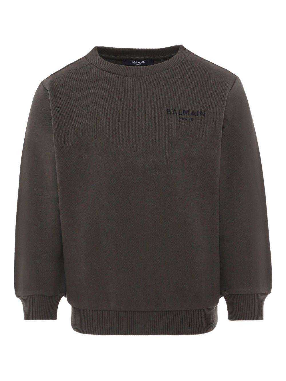 Felpa per bambino Balmain Kids grigio scuro con stampa logo sul petto - Rubino Kids