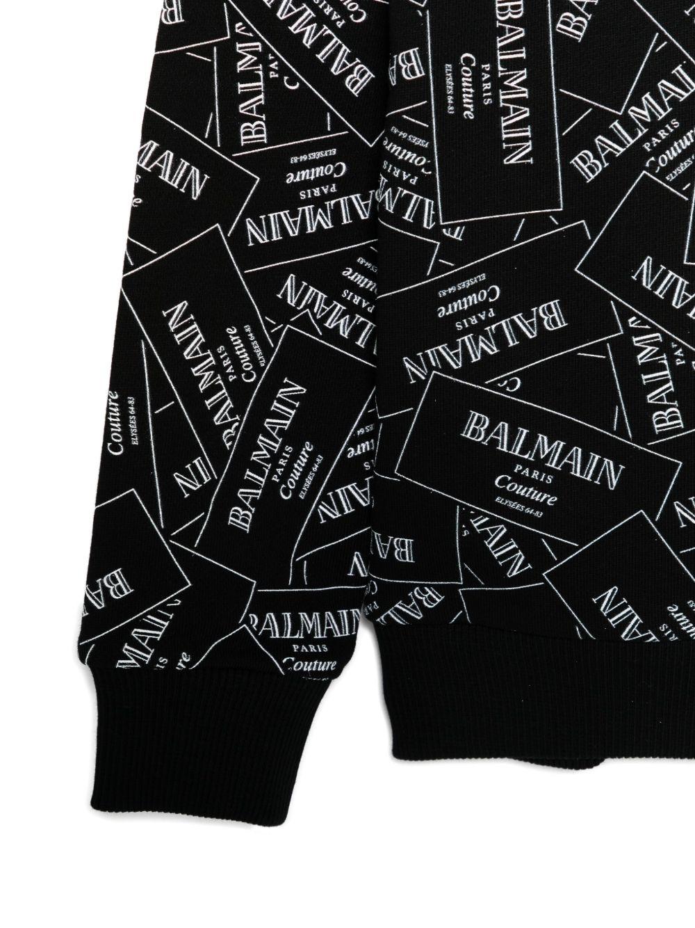 Felpa per bambino Balmain Kids nera con stampa del logo - Rubino Kids