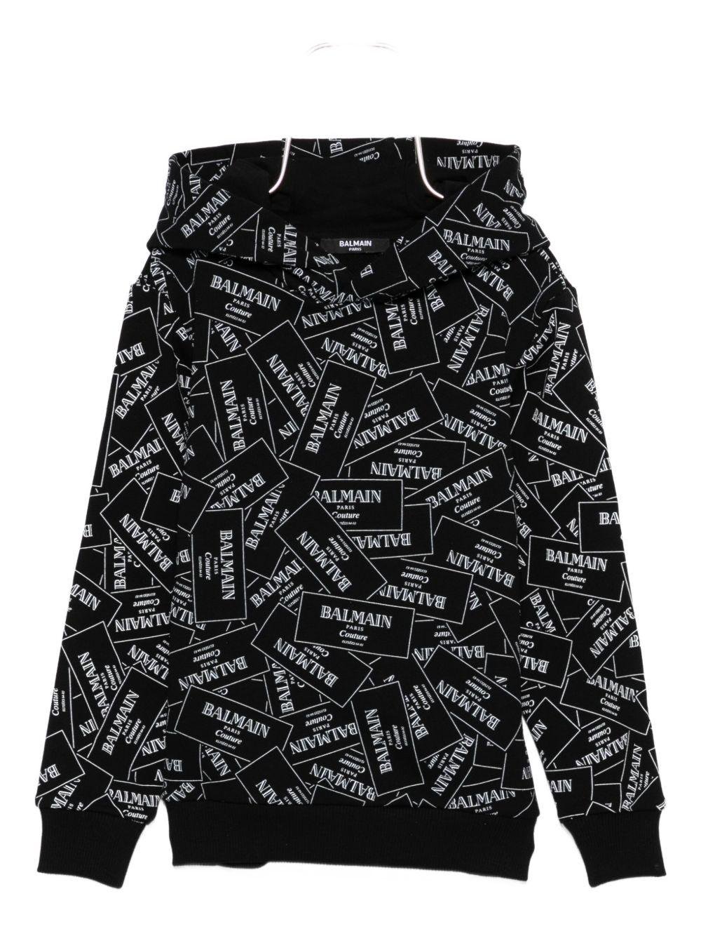 Felpa per bambino Balmain Kids nera con stampa del logo - Rubino Kids