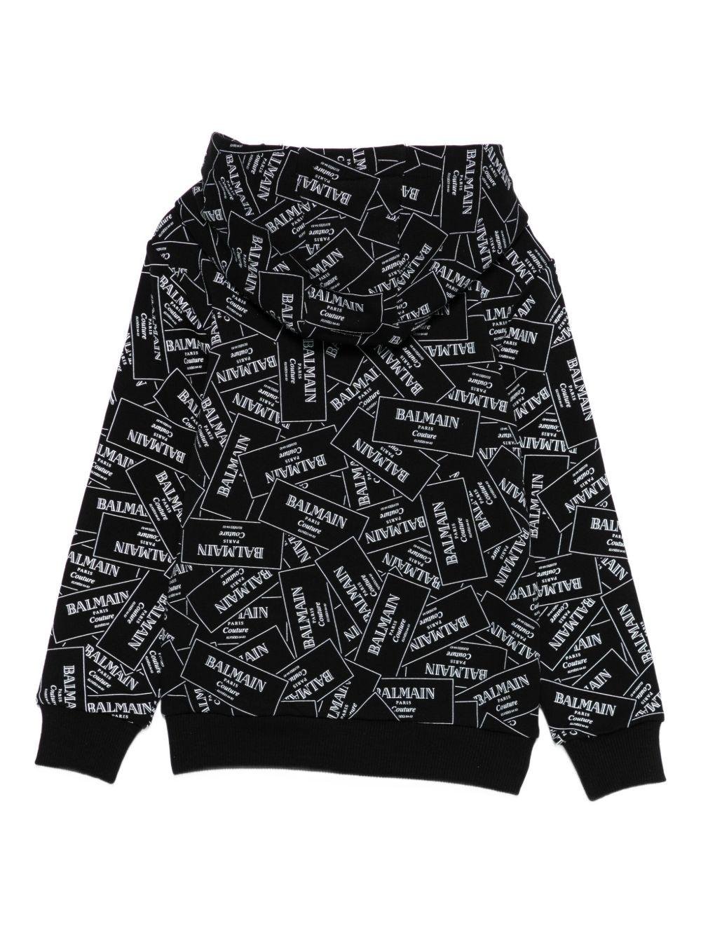 Felpa per bambino Balmain Kids nera con stampa del logo - Rubino Kids