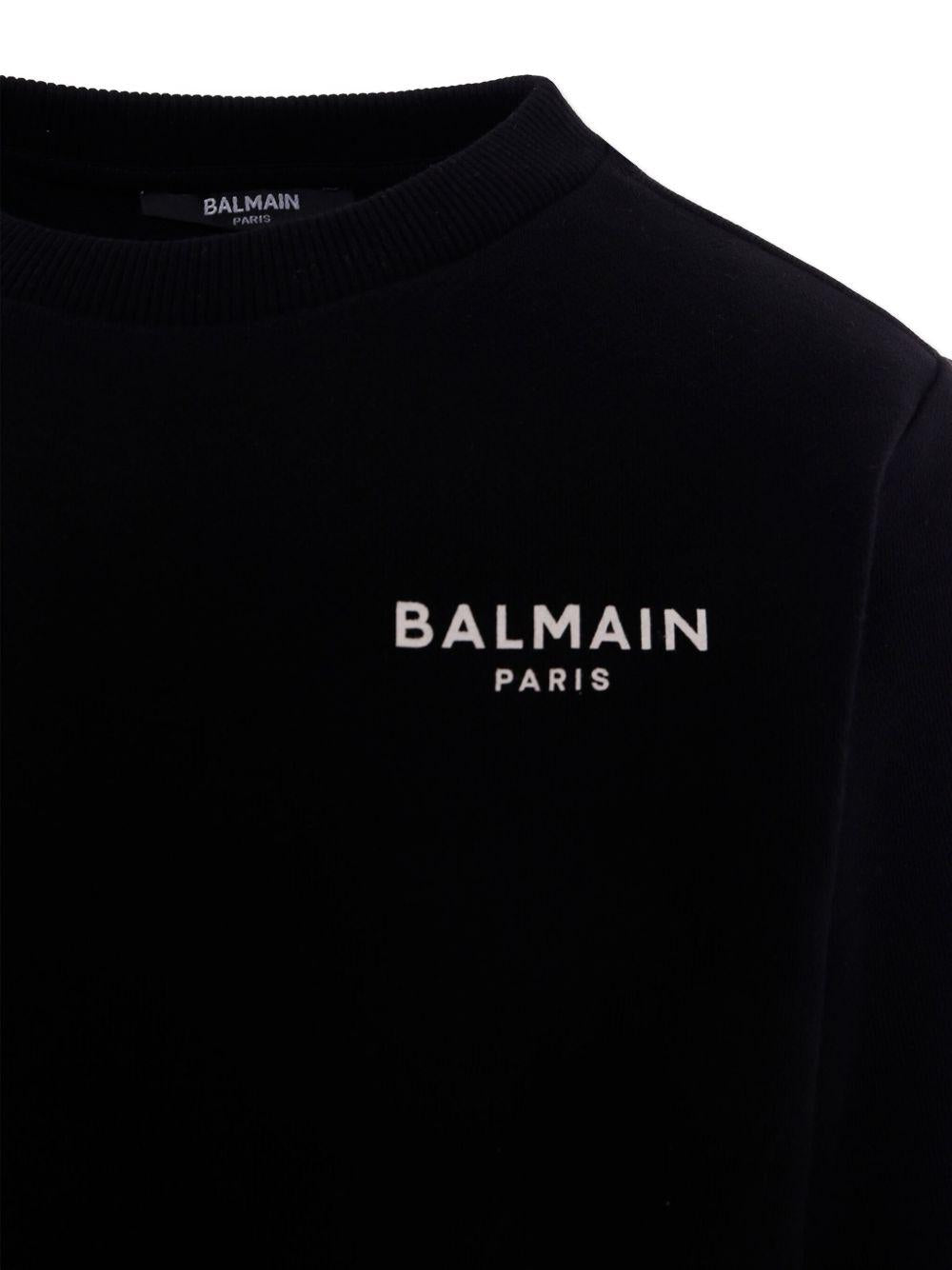 Felpa per bambino Balmain Kids nera con stampa logo sul petto - Rubino Kids