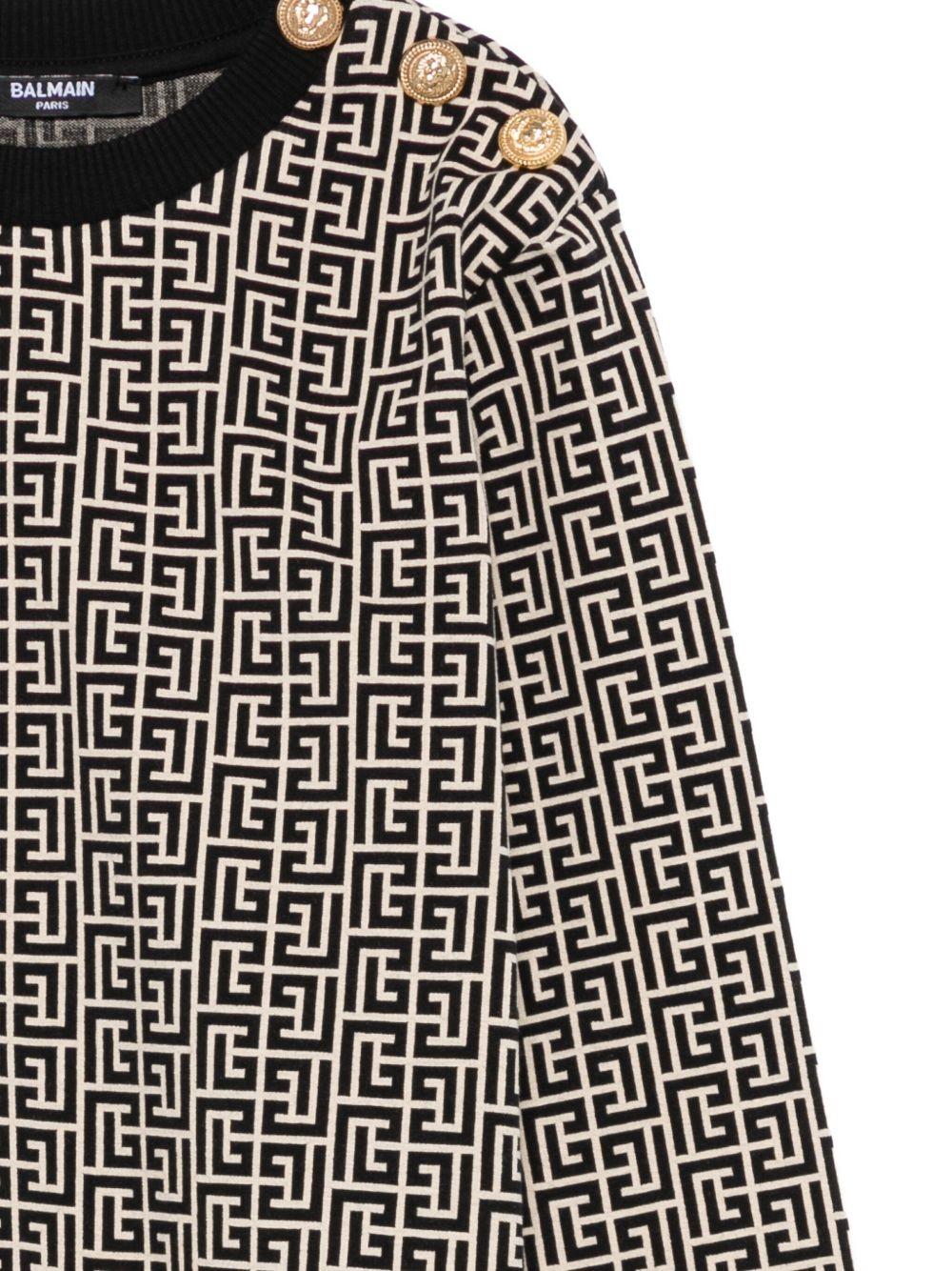 Felpa per bambino Balmain Kids nero con bottoni e motivo monogramma - Rubino Kids