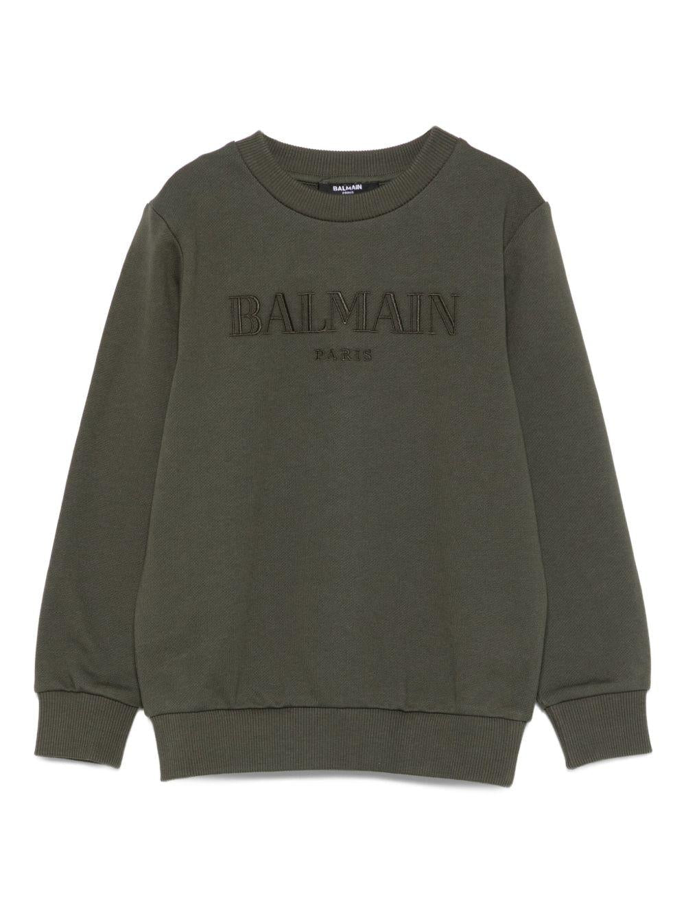 Felpa per bambino Balmain Kids verde con logo ricamato - Rubino Kids