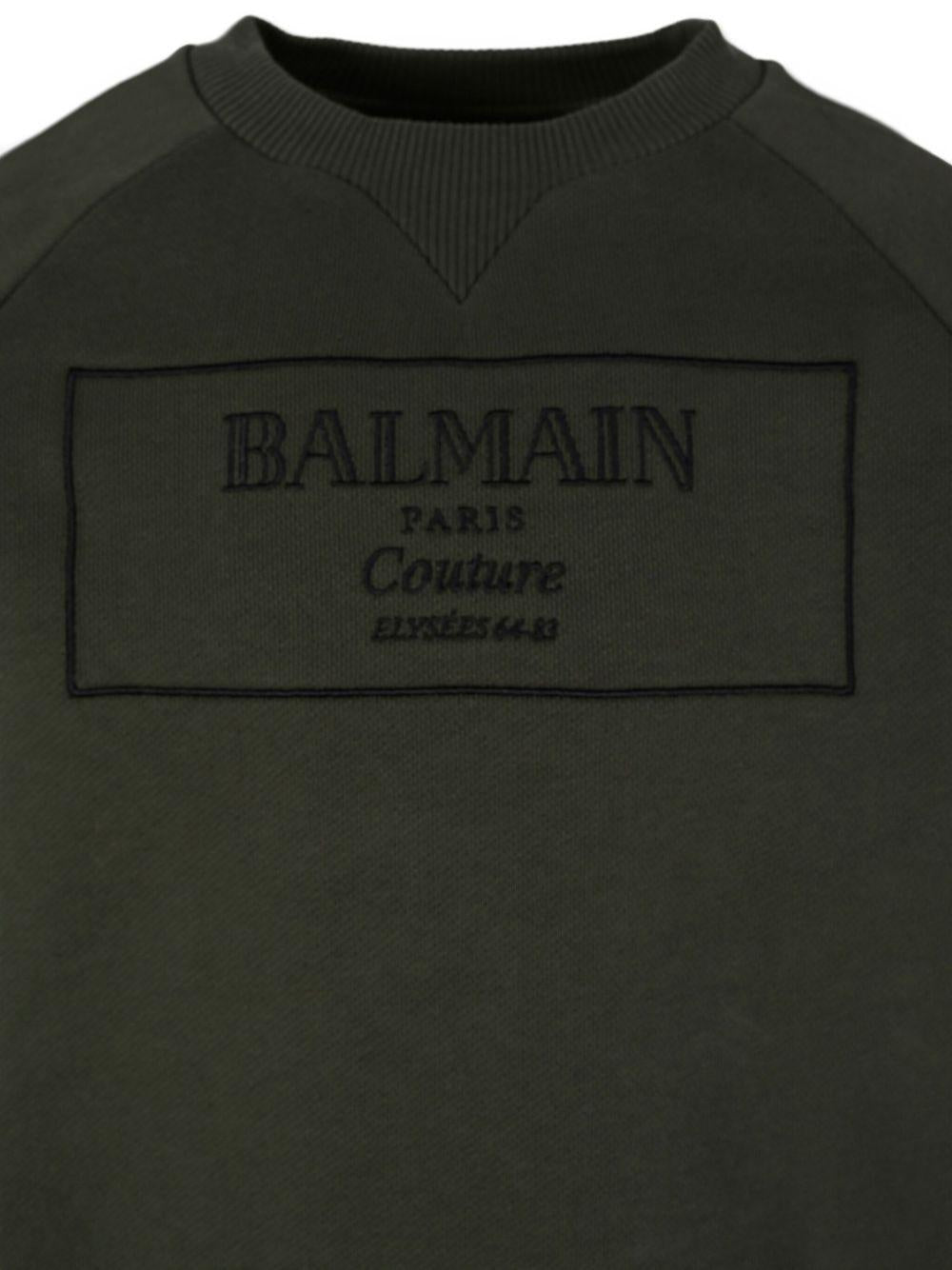 Felpa per bambino Balmain Kids verde con logo ricamato - Rubino Kids