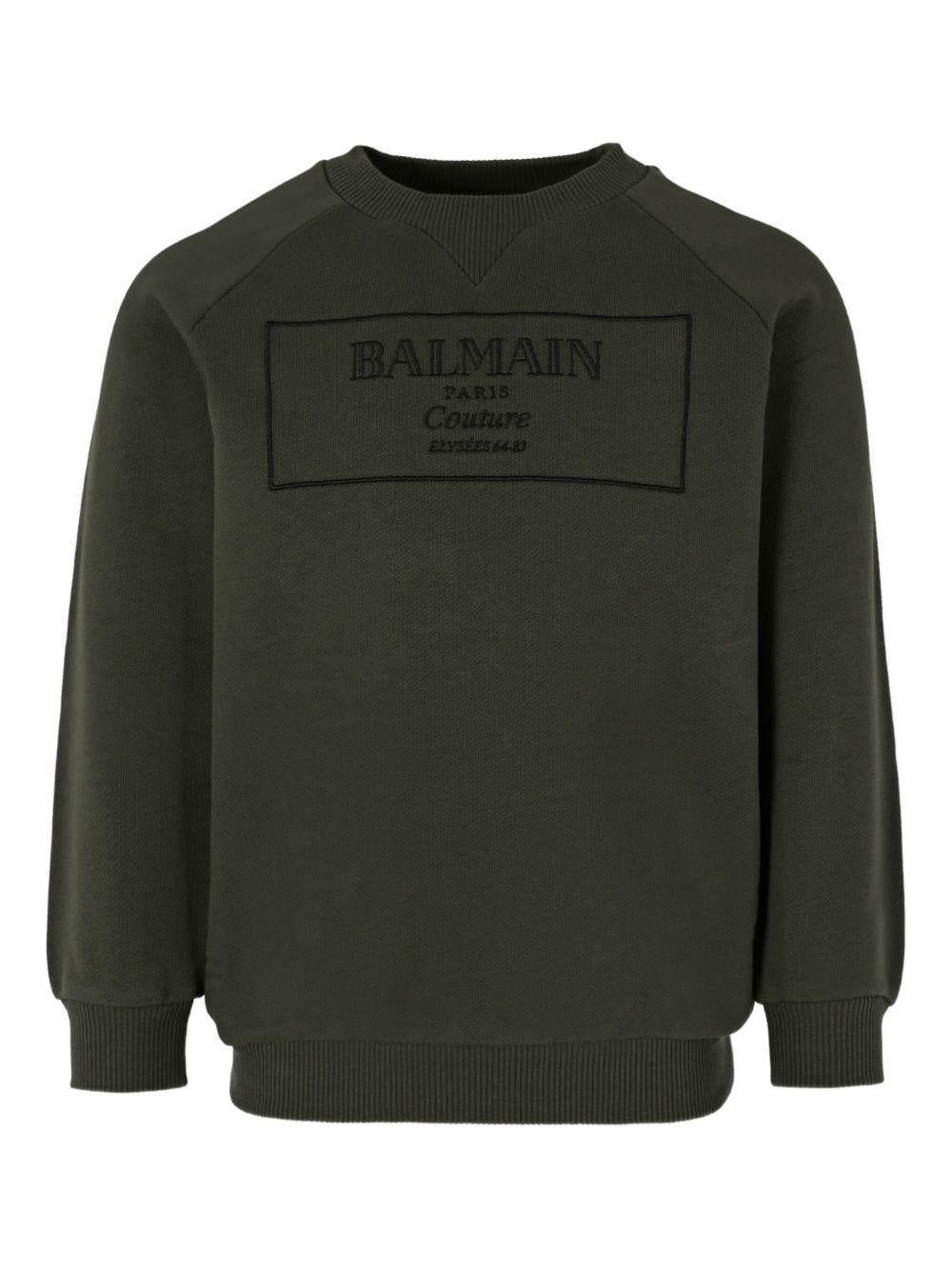Felpa per bambino Balmain Kids verde con logo ricamato - Rubino Kids