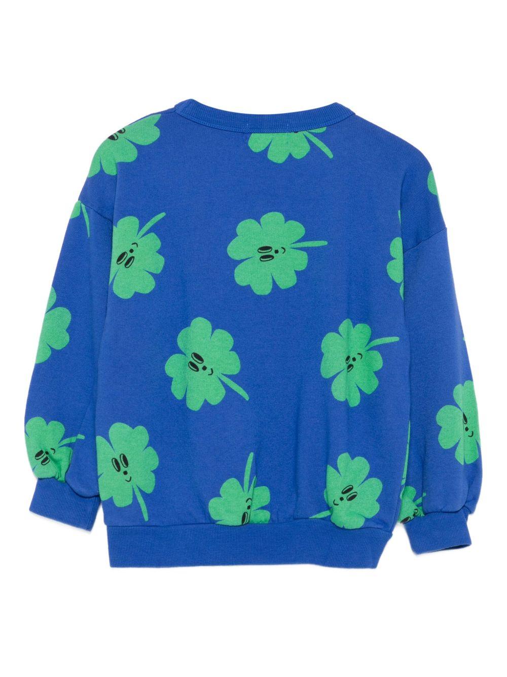 Felpa per bambino Bobo Choses blu con stampa trifoglio - Rubino Kids