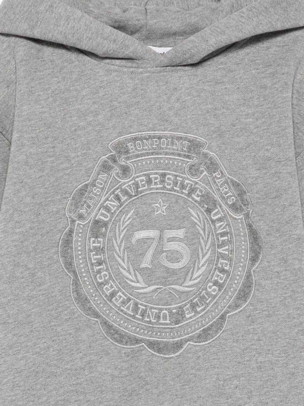 Felpa per bambino Bonpoint grigio con dettaglio con stemma - Rubino Kids