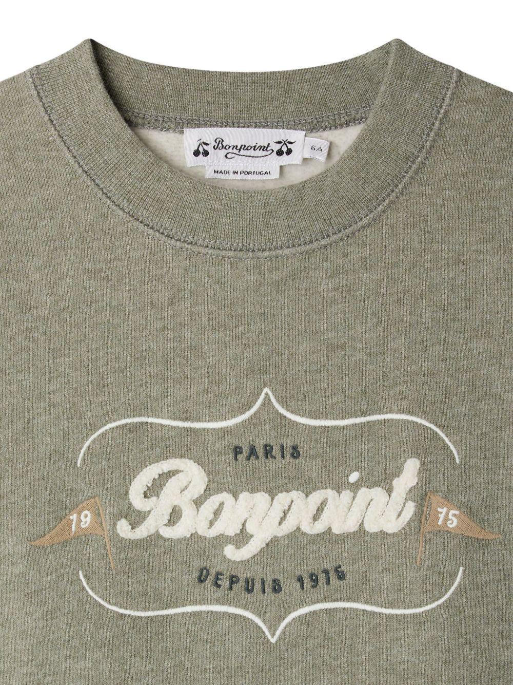 Felpa per bambino Bonpoint grigio con logo ricamato - Rubino Kids