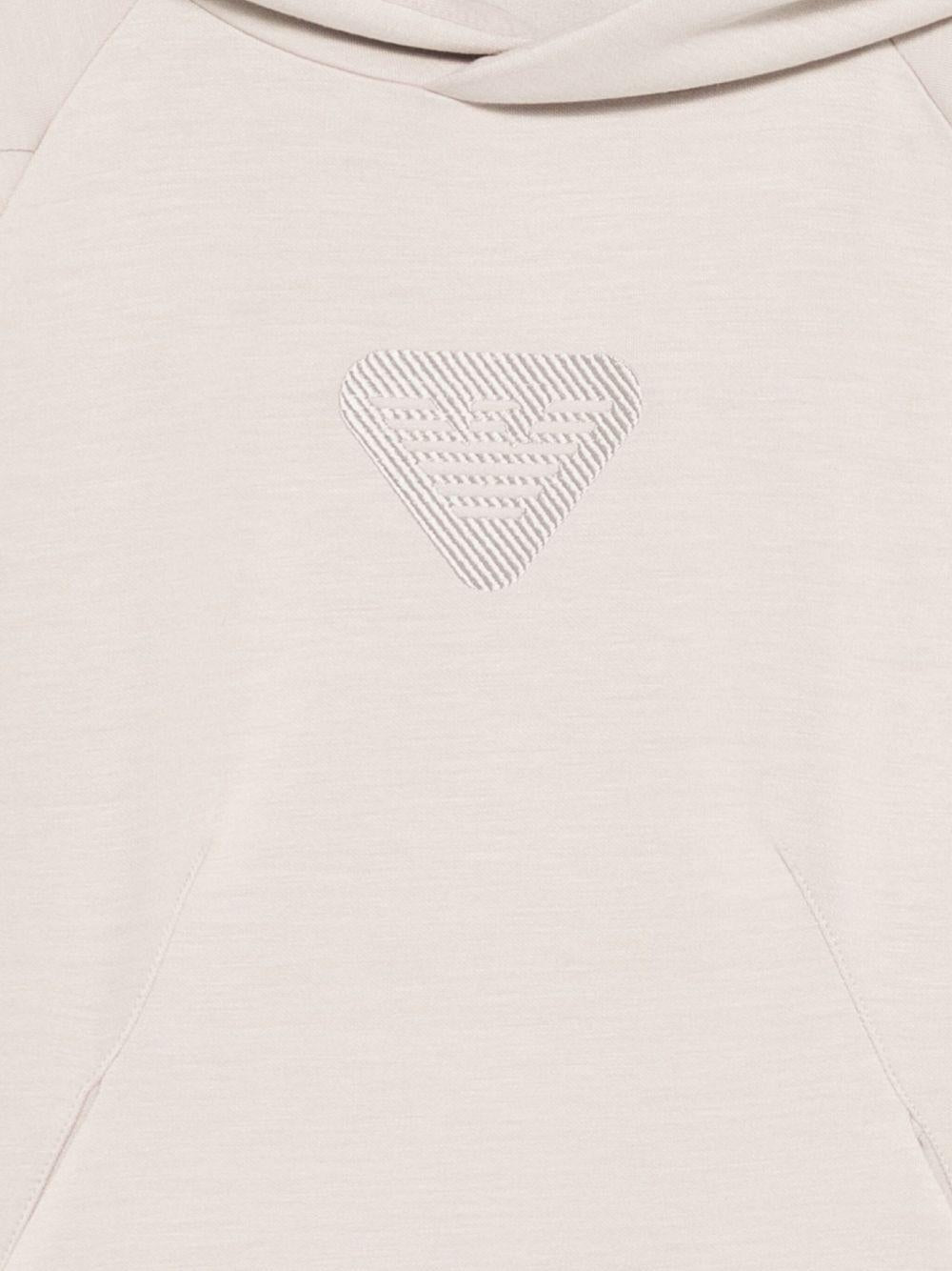 Felpa per bambino Emporio Armani Kids beige con scollo con cappuccio - Rubino Kids