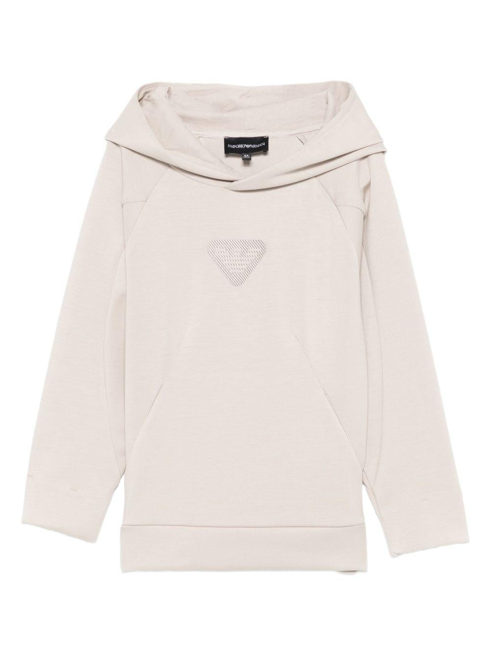 Felpa per bambino Emporio Armani Kids beige con scollo con cappuccio - Rubino Kids