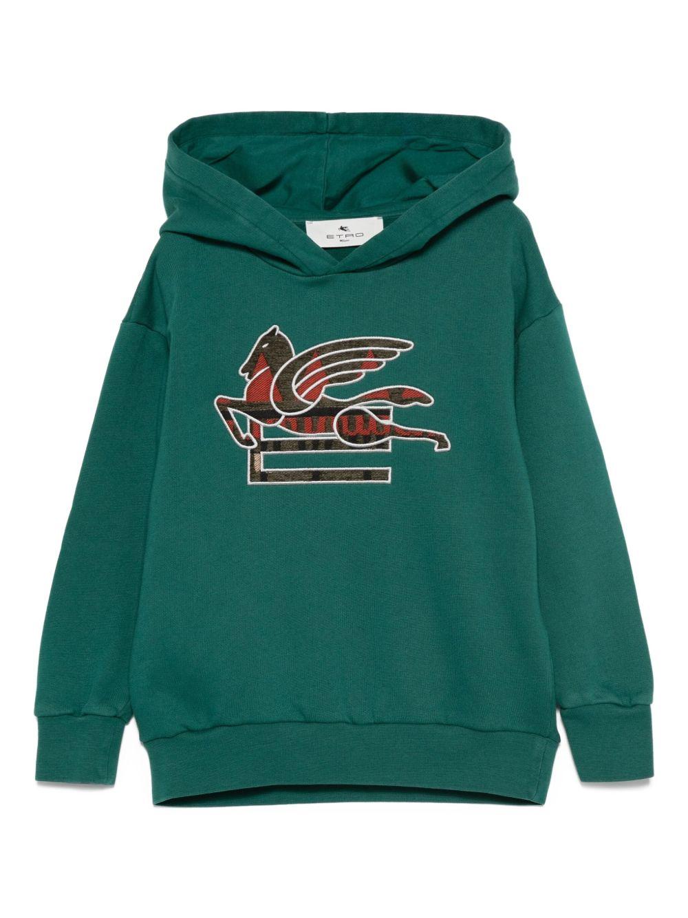 Felpa per bambino Etro Kids verde con dettaglio Pegaso - Rubino Kids