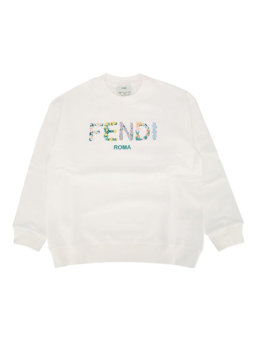Felpa per bambino Fendi Kids bianco con stampa logo - Rubino Kids