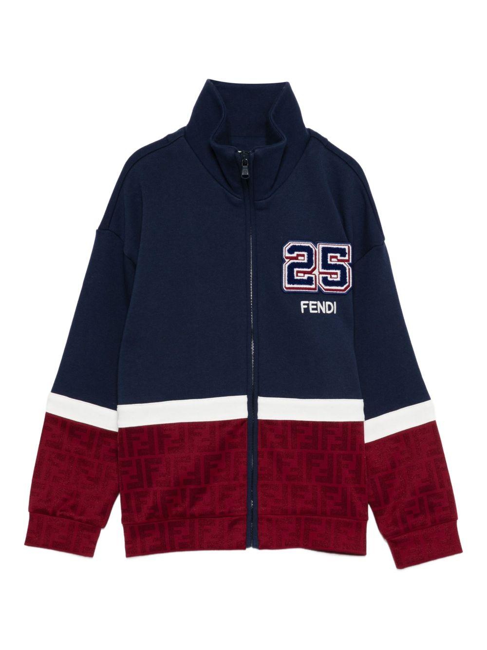 Felpa per bambino Fendi Kids blu con applicazione con numero - Rubino Kids