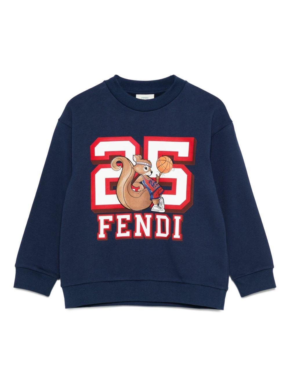 Felpa per bambino Fendi Kids blu con stampa grafica - Rubino Kids