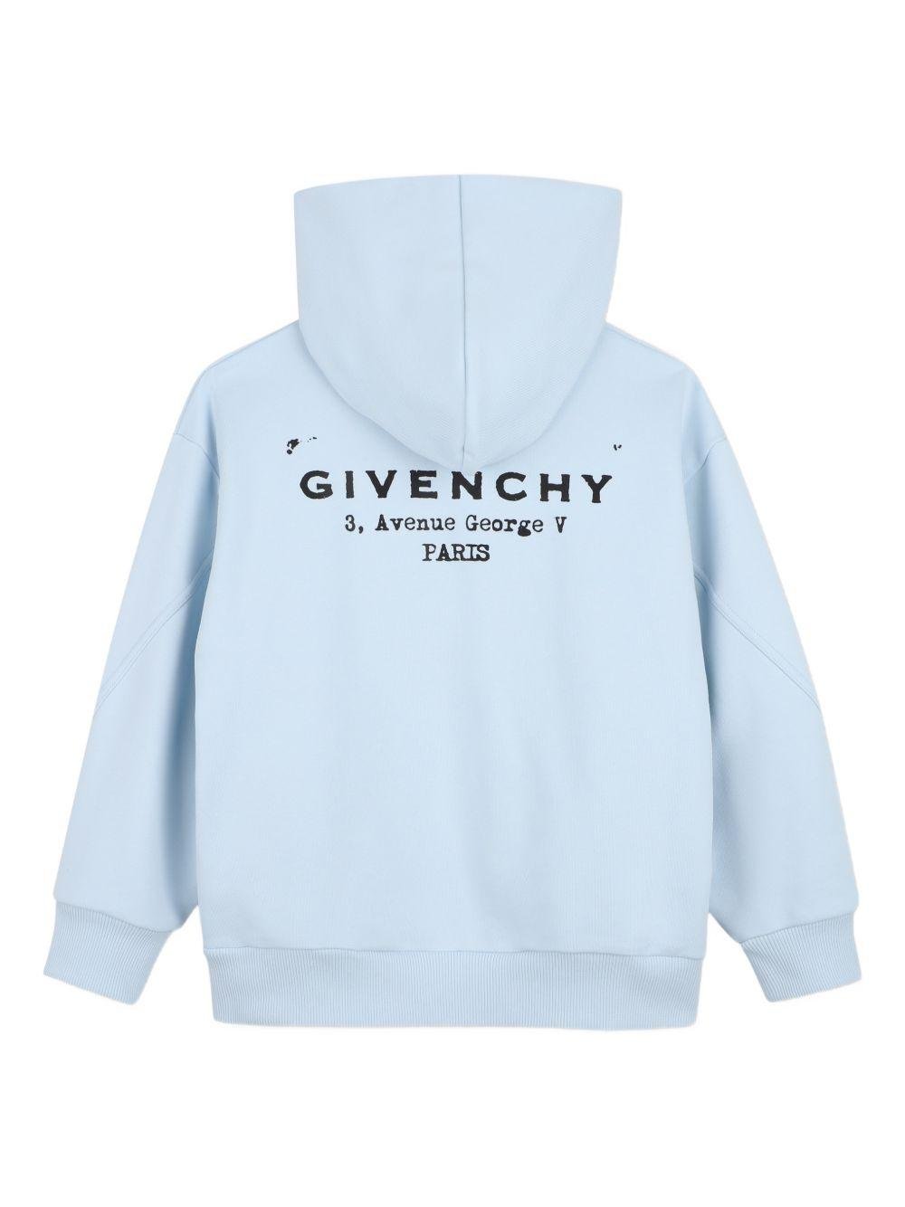 Felpa per bambino Givenchy Kids azzurra con cappuccio e zip - Rubino Kids