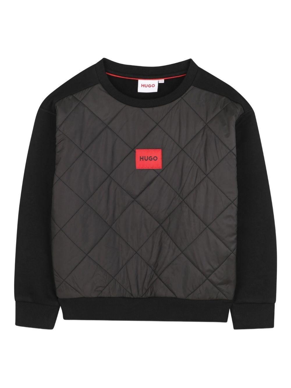 Felpa per bambino Hugo Kids nero con inserti trapuntati - Rubino Kids