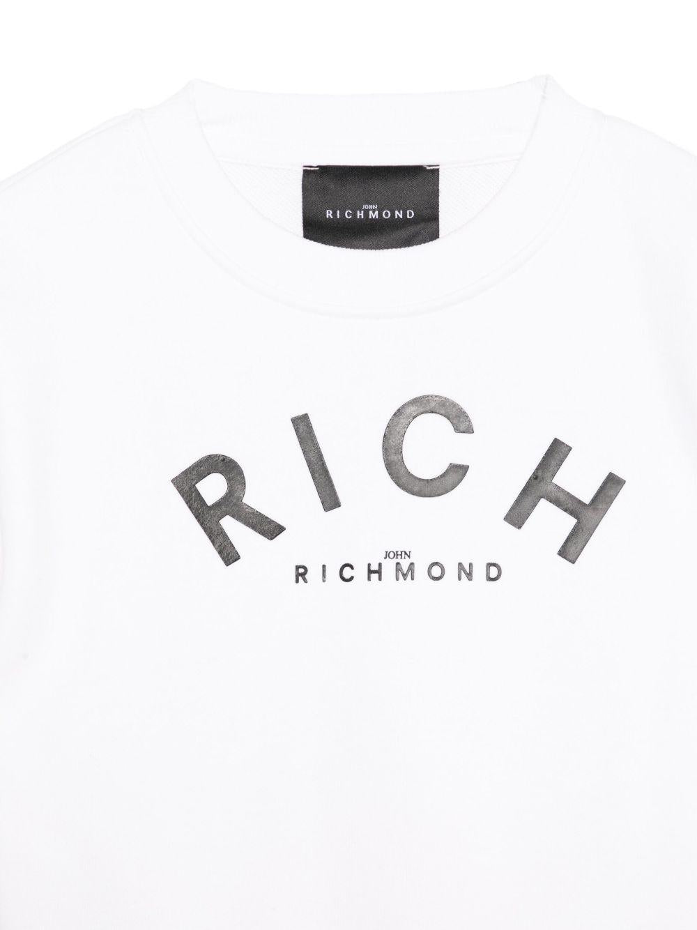 Felpa per bambino John Richmond Junior bianco con logo - Rubino Kids
