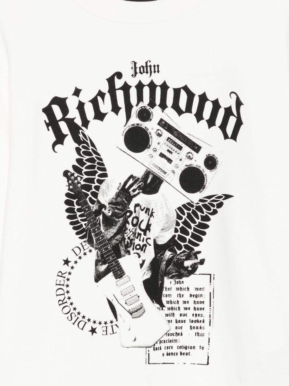 Felpa per bambino John Richmond Junior bianco con stampa logo - Rubino Kids