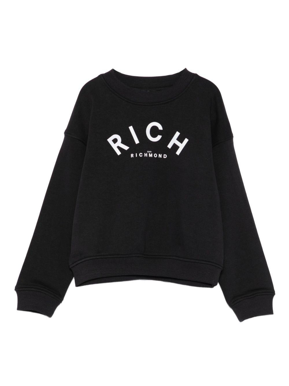 Felpa per bambino John Richmond Junior nero con logo - Rubino Kids