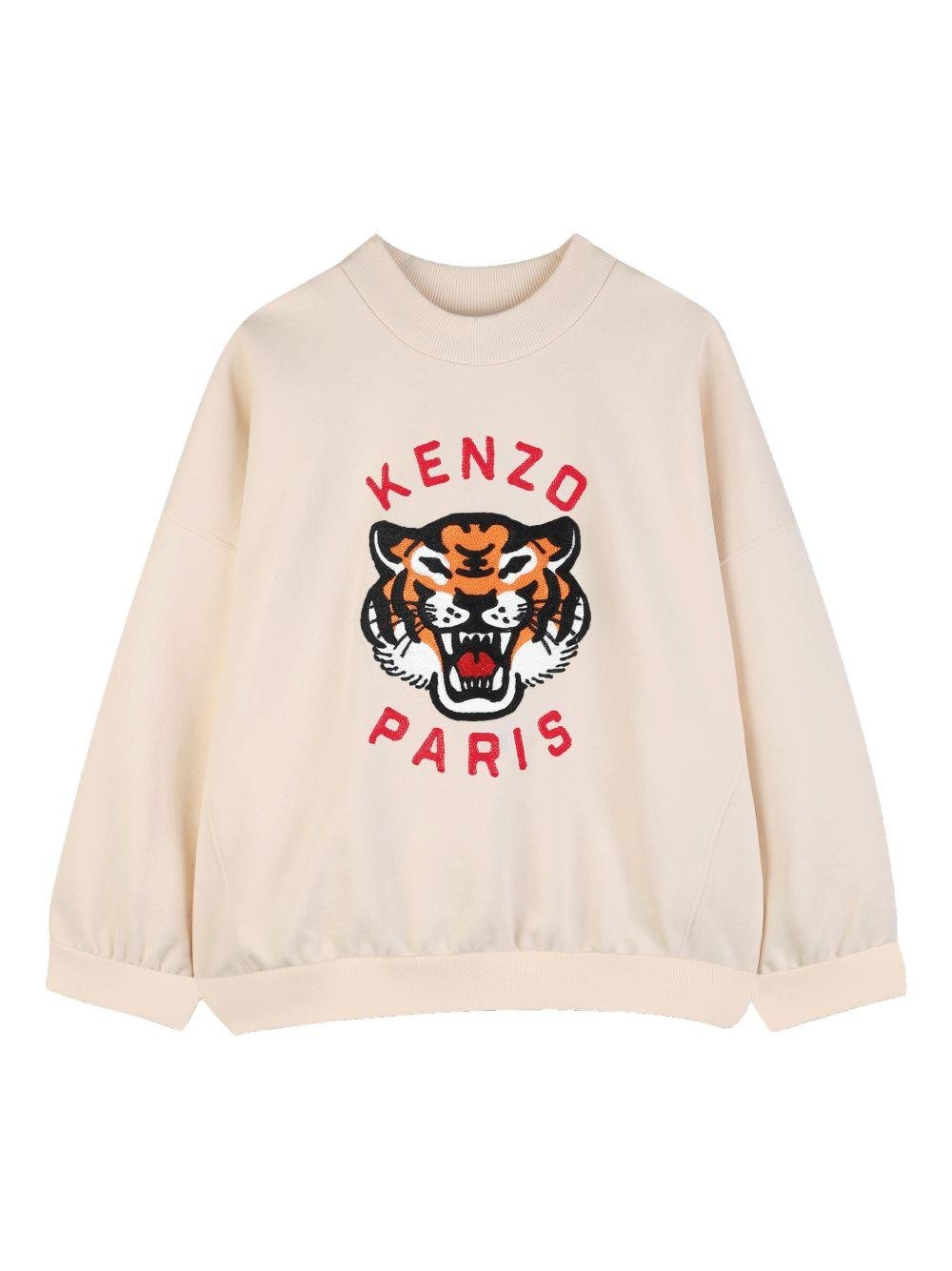 Felpa per bambino Kenzo Kids beige con dettaglio logo sul davanti - Rubino Kids