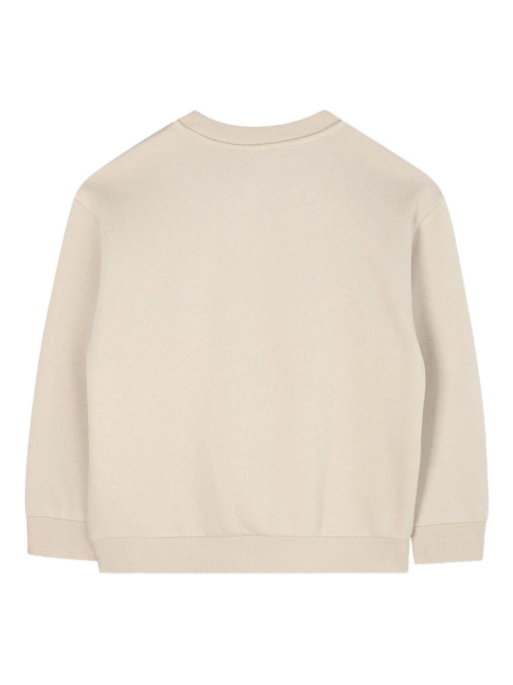 Felpa per bambino Kenzo Kids beige girocollo con ricamo Tiger - Rubino Kids