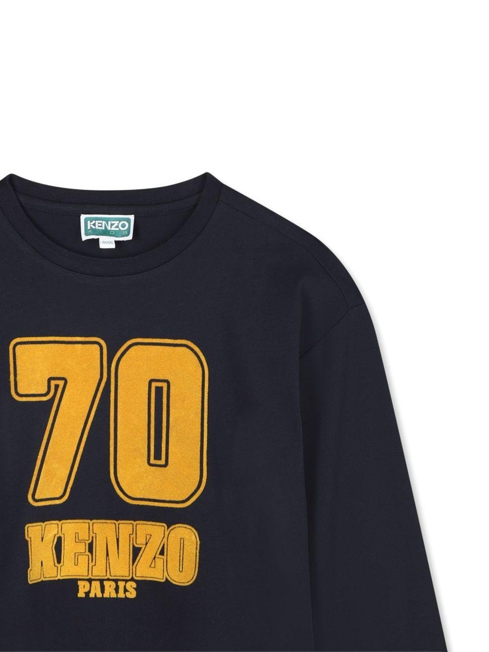 Felpa per bambino Kenzo Kids blu con grafica con numero 70 - Rubino Kids