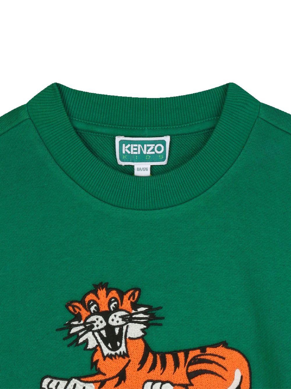 Felpa per bambino Kenzo Kids verde con grafica Tiger - Rubino Kids