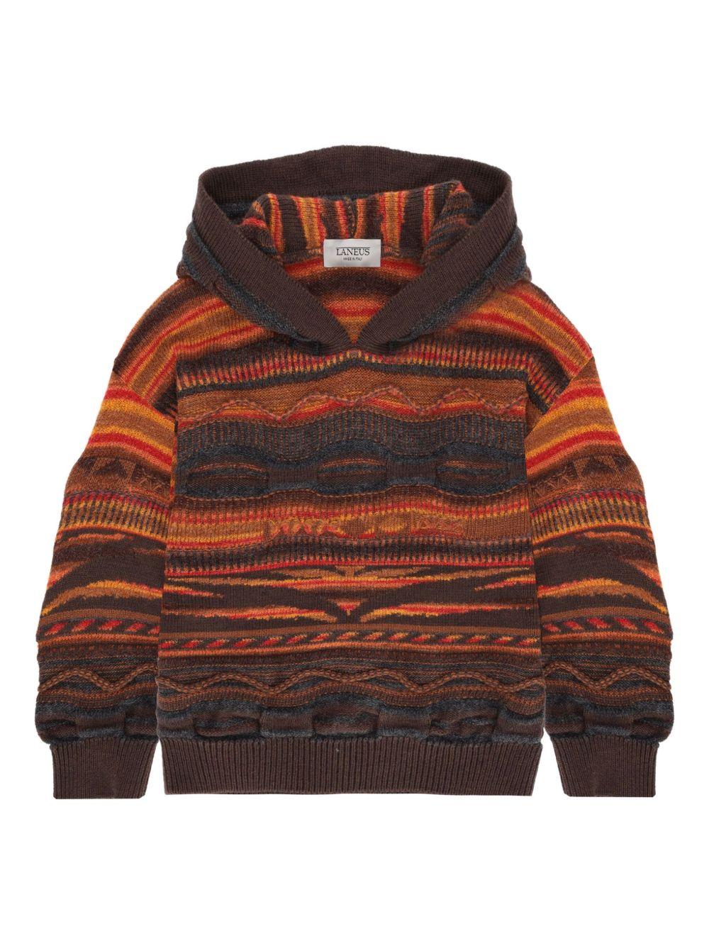 Felpa per bambino Laneus Kids marrone con etichetta con logo - Rubino Kids