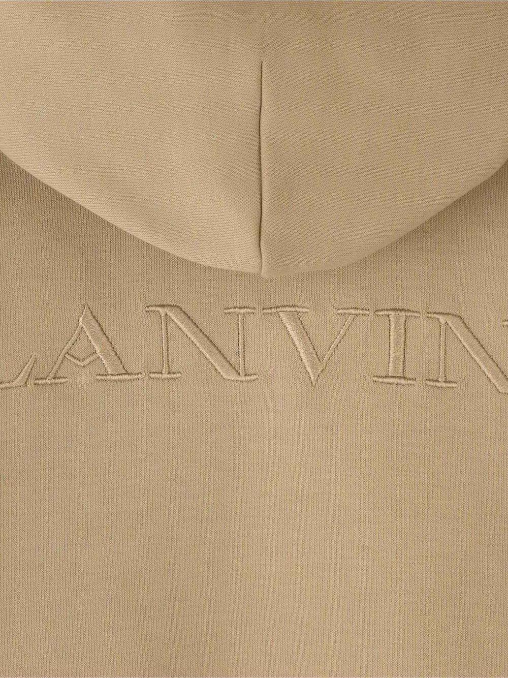 Felpa per bambino Lanvin Enfant beige con applicazione frontale con logo - Rubino Kids