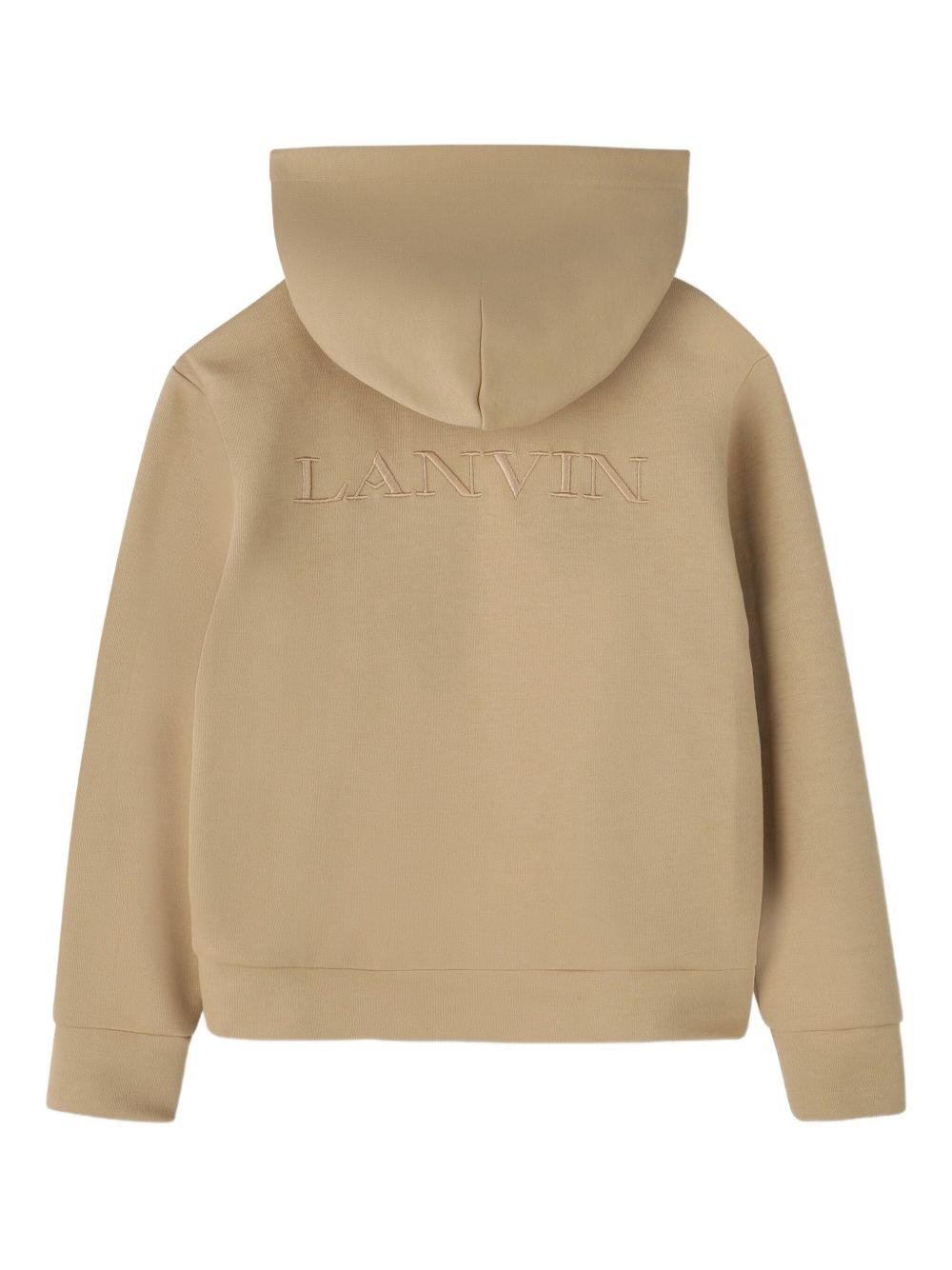 Felpa per bambino Lanvin Enfant beige con applicazione frontale con logo - Rubino Kids