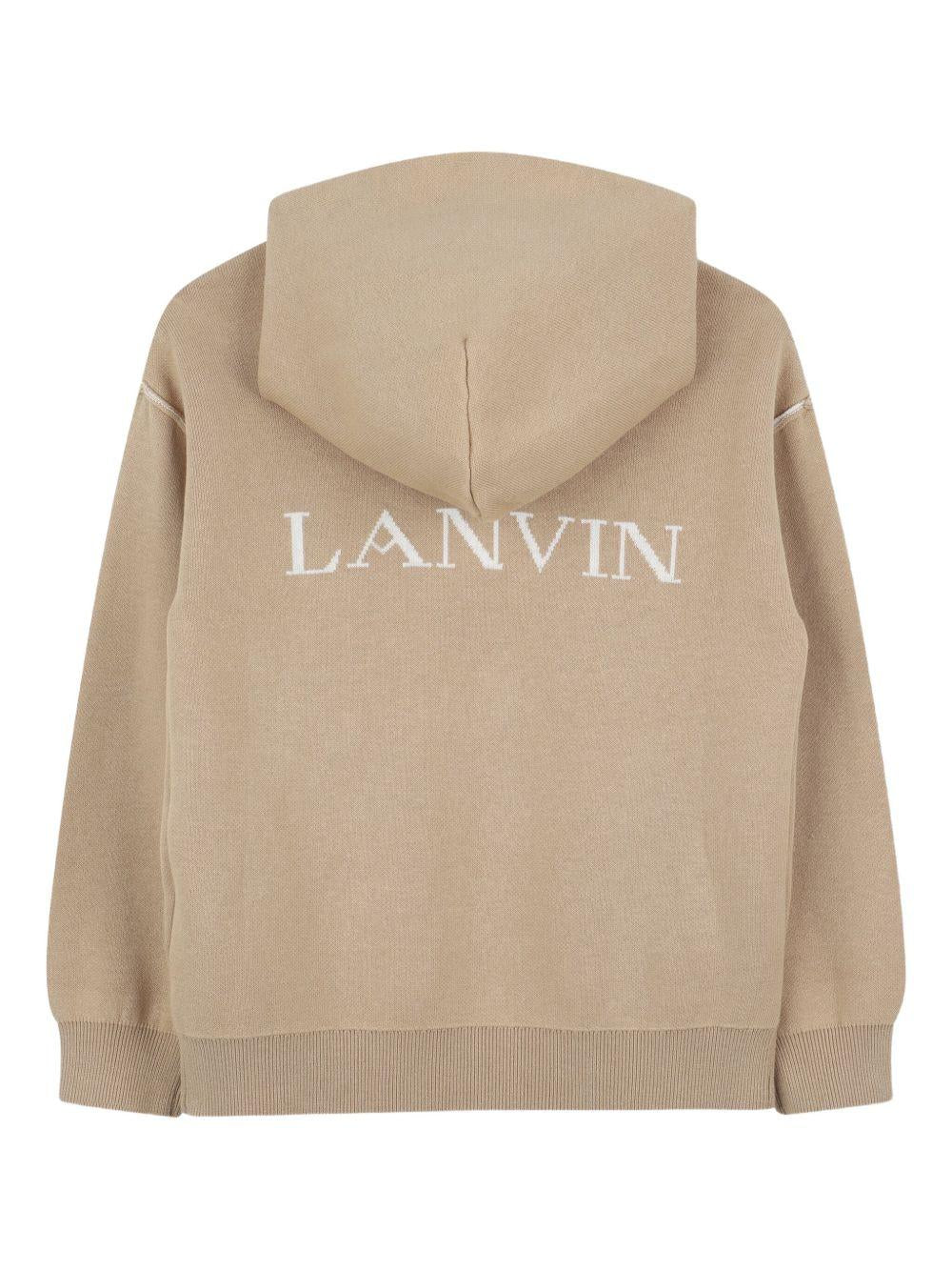 Felpa per bambino Lanvin Enfant beige con logo a lettere sul retro - Rubino Kids