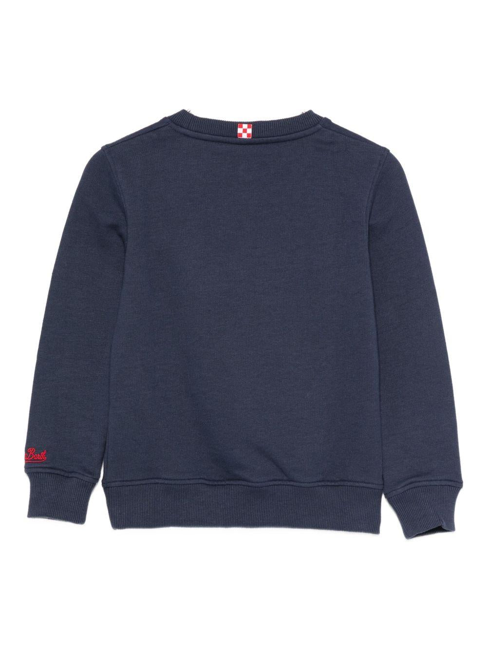 Felpa per bambino MC2 Saint Barth Kids blu con stampa grafica Batman Robin e Babbo Natale - Rubino Kids