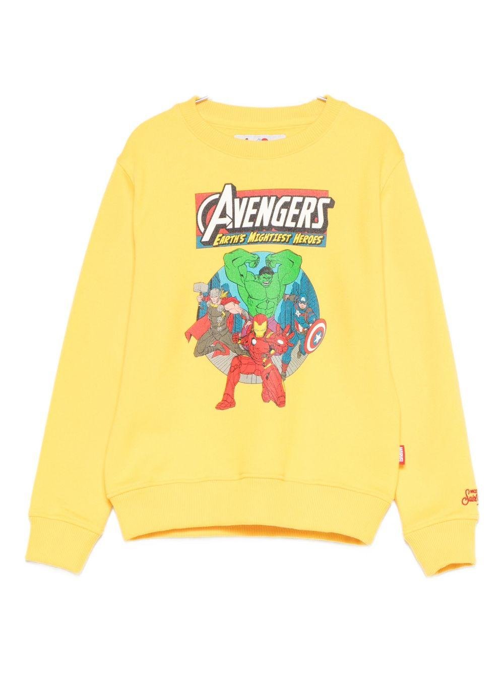 Felpa per bambino MC2 Saint Barth Kids x Marvel giallo con stampa Avengers - Rubino Kids